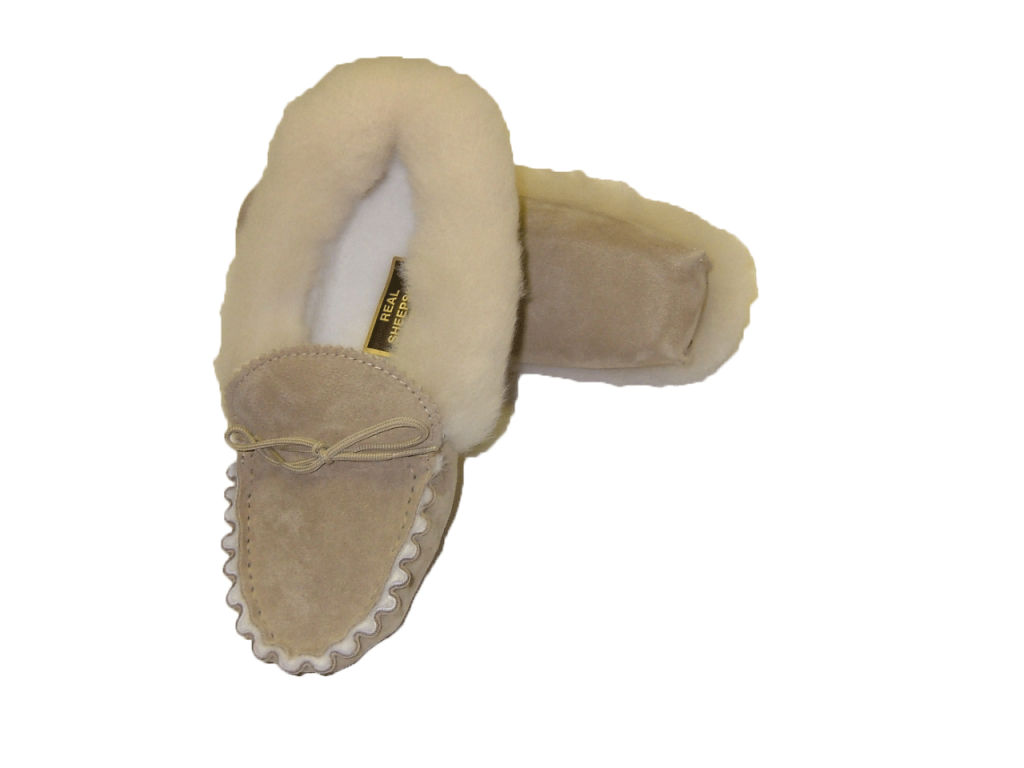 Luxury Sheepskin Lined Moccasin with Sheepskin Collar and Soft sole | Cheryl