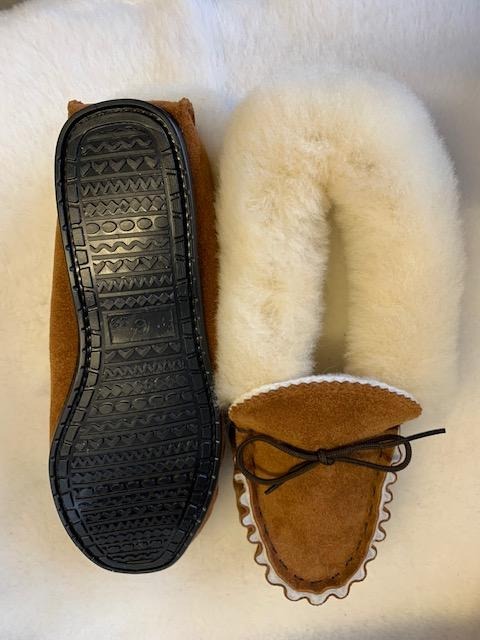 Luxury Sheepskin Lined Moccasin with Sheepskin Collar and Hard Sole | Karen