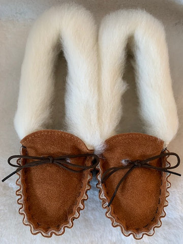 Leather Moccasin with Fabric Lining and Hard Sole | Christine