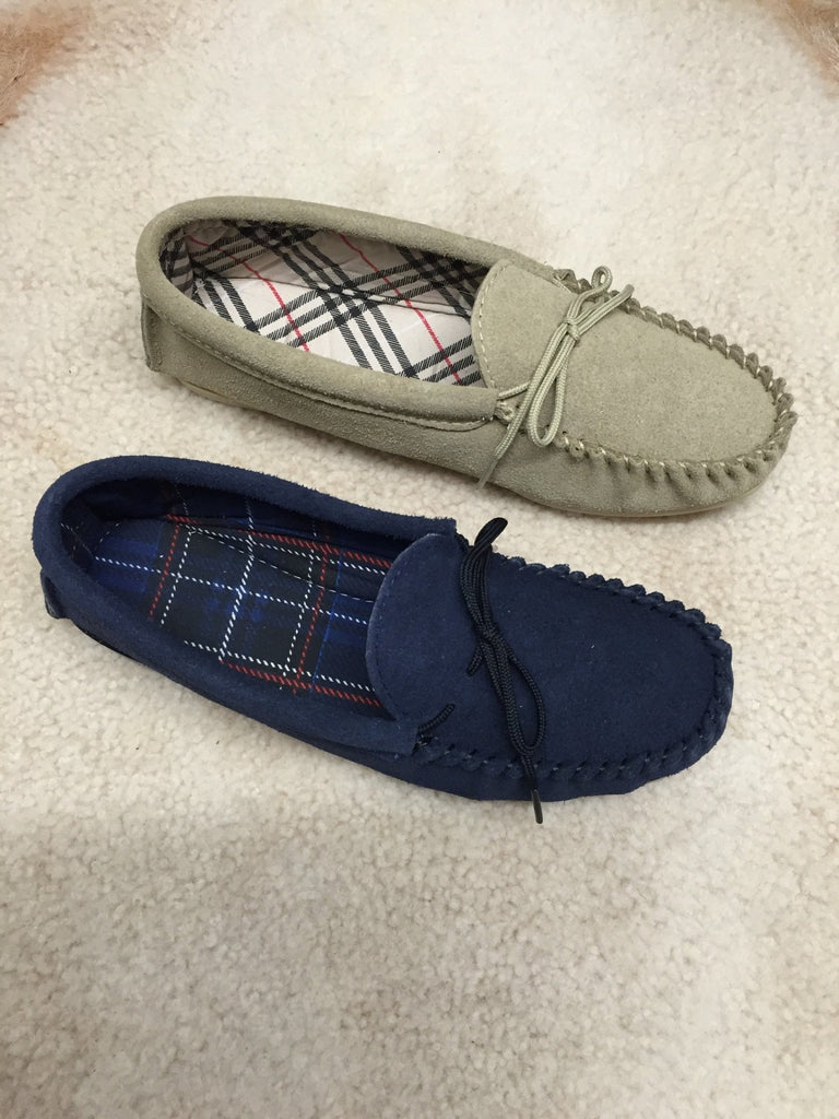 Ladies Suede Moccasin with Fabric Lining and Hard Sole | Jasmine